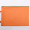 Durable orange A4 oxford cloth document bag with green zipper and handle - Single Layer / Orange