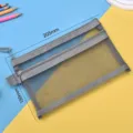 Large gray double-layer transparent mesh pencil pouch for students, size 205x130mm - Double Layer / Gray