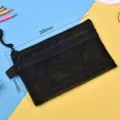 Double-layer black mesh pencil case for students, large capacity 205x130mm size - Double Layer / Black