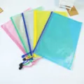 Set of colorful A4 transparent mesh zipper file bags for office and school document storage - B4 (39cmx28cm)