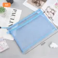Blue double-layer A4 mesh file bag made of nylon for stationery storage - A4 Large / Blue