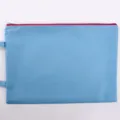 Durable blue Oxford cloth A4 file bag with red zipper closure and practical side handle - Single Layer / Blue