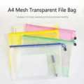 A4 multi-color mesh transparent zipper file bags for office and school storage - A4 (34cmx24cm)