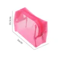 Pinkfarbene tragbare Kosmetiktasche aus Nylon-Netz mit Reißverschluss und 16x10,5 cm Maßen - 16*10.5*7cm / Fuchsia