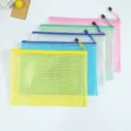 A4 mesh zipper file bags in various colors for office and school storage - B5 (29cmx21cm)