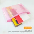 Pink A4 mesh zipper document bag for office and school supplies storage - A5 (23.5cmx17cm)
