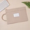 Morandi beige B4 Oxford document pouch with handle and index window - Double Layer (Handheld) / A4 / Khaki
