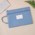 Morandi blue B4 Oxford fabric file bag with carrying handle and white index label - Double Layer (Handheld) / A4 / Blue