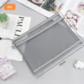 Double-layer gray mesh nylon A4 file bag with zipper closure for student stationery - A4 Large / Gray