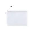 Professional white A4 transparent nylon mesh file bag with durable zipper closure - B5 (28x20)