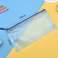Transparent mesh pencil case in blue with dimensions 230mm x 120mm for student use - Mesh PVC Style / Blue
