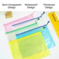 Multicolor A4 mesh zipper file bags featuring a waterproof and translucent design for office - A6 (23cmx12cm)