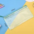 Transparent green mesh pencil bag for students with 230mm x 120mm size dimensions. - Mesh PVC Style / Green