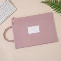 Morandi pink B4 oxford document bag with double zippers and handle - Double Layer (Handheld) / A4 / Pink
