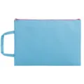 Light blue A4 canvas waterproof file bag with handheld zipper for office and school - Single Layer / Blue