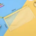 Yellow transparent mesh pencil bag for students with large capacity - 230x120mm size - Mesh PVC Style / Yellow