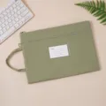 Morandi green B4 waterproof Oxford document bag with handle and index label card slot - Double Layer (Handheld) / A4 / Green