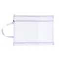Double-layer A4 nylon mesh document bag with zipper and handle in light purple color - Macarons + light purple