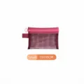 Small maroon breathable mesh zipper storage pouch for makeup or stationery, 13x10cm - S / Burgundy