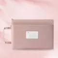 Morandi pink double-layer waterproof Oxford cloth A4 file bag with carry handle and index card slot - A4-双层 / Pink