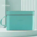 Mint green Morandi A4 double-layer canvas file bag with handle and zipper closure - Layered Style / Green