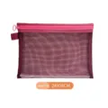 Large burgundy mesh storage bag for makeup or stationery 24x18cm SKU variant image - L / Burgundy