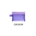Purple portable mesh storage pouch for makeup or stationery in small size - S / Purple