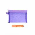 Medium size purple mesh storage pouch with zipper for stationery or cosmetics, 19x14cm - M / Purple