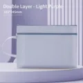 Minimalist light purple A4 canvas file bag featuring double zip layers and a hand strap - Layered Style / Light Purple