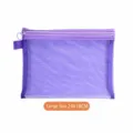 Large purple mesh storage bag with zipper, 24x18cm portable organizer for stationery and pens. - L / Purple