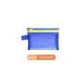Small blue mesh zipper pouch for travel and stationery storage, 13x10cm compact size - S / Blue