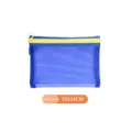 Medium blue mesh storage pouch with yellow zipper for travel and stationery 19x14cm - M / Blue