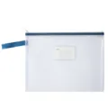 Transparante mesh documententas met blauwe rits en indexkaartsleuf voor kantoorgebruik - A4-Label-dark blue