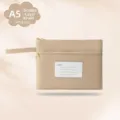A5 waterproof khaki oxford document bag with double zipper and index card slot - A5-双层 / Khaki