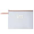 Transparante witte mesh ritszak met roze bies en indexlabelkaart voor de organisatie - A4-Label style-light pink