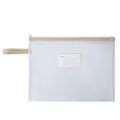 Transparante documententas met beige bies en handige gleuf voor indexkaarten - A4-Label-Beige