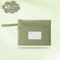 Morandi green A5 Oxford cloth waterproof document bag with double-layered zipper pouch - A5-双层 / Green