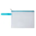 Transparante witte opbergtas van mesh met lichtblauwe rits en handgreep voor school kantoor - A5-Sky Blue
