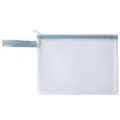 Transparante mesh etui met blauwe bies en rits voor school- en kantoorbenodigdheden set - A5-Blauw