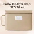 Khaki B4 waterproof Oxford cloth document bag with double layers and portable handle - B4-双层 / Khaki