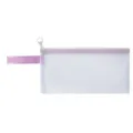 Veelzijdige transparante mesh opbergtas met een lavendelpaarse rits en handig koord - A6-Purple