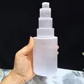Natural white Moroccan selenite crystal tower carved for meditation and home decor - Height about 15cm Width 6-7cm