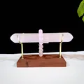 Natural Moroccan selenite wand jewelry display stand with wooden base and metal holder - Single Selenite Rod / Selenite Rod approx. 25x3-3.5CM