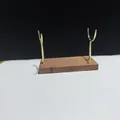 Handmade walnut wood jewelry display stand with brass supports for bracelets and wands - Single Layer Gold Stand / Gold