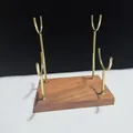 Elegant wooden base jewelry display stand for Moroccan selenite rods and bracelets - Double Layer Gold Stand / Gold