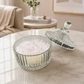 Elegant natural clear quartz cleansing stones in a ribbed glass bowl with lid - Entry Level (300g White Crystal + Glass Bowl) / 7-9mm