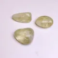 Set of three polished light green natural crystal tumbled stones for DIY jewelry making - Citrine