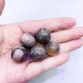 Sfere di cristallo marmorizzato naturale in tonalità viola e marrone per fai da te. - Sfera di Labradorite Blu