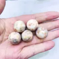Set di cinque sfere di cristallo marmorizzato naturale per gioielli fai da te e casa - Sfera di Pietra a Rete Rossa