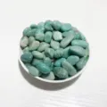 Polished natural green amazonite crystal tumbled stones for home decor in a white bowl - Amazonite / 100g Pack